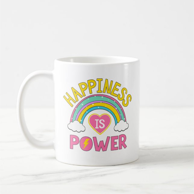 Happiness is Power Rainbow Coffee Mug (Left)