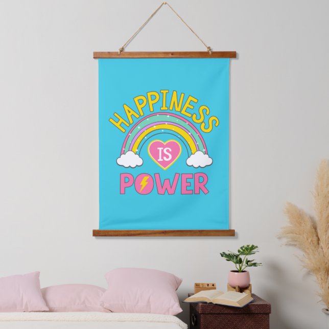 Happiness is Power Rainbow Hanging Tapestry (Bedroom)