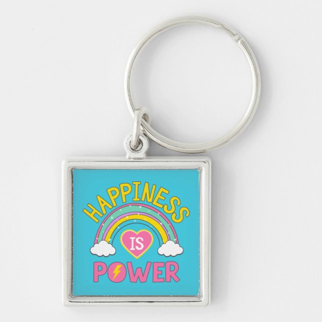 Happiness is Power Rainbow Key Ring (Front)