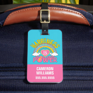 Happiness is Power Rainbow Luggage Tag