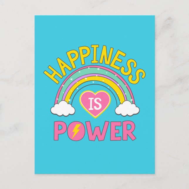 Happiness is Power Rainbow Postcard (Front)
