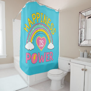 Happiness is Power Rainbow Shower Curtain