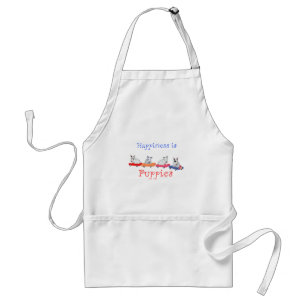 Happiness is Puppies - White Bull Terrier Pups Standard Apron