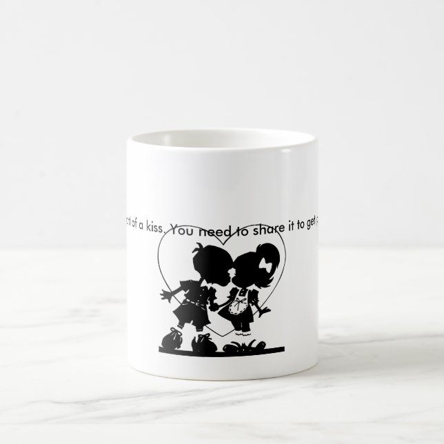 "Happiness is sort of a kiss" Cute Love Coffee Mug (Center)