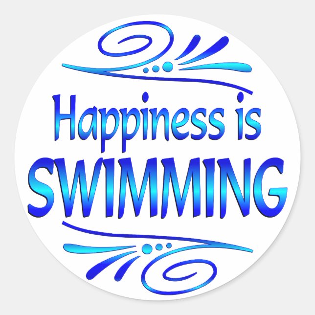 Happiness is SWIMMING Classic Round Sticker (Front)