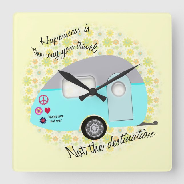 Happiness is the way you travel wall clocks (Front)