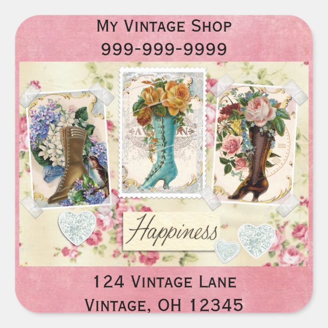 Happiness is Victorian Steampunk Boots Stickers (Front)