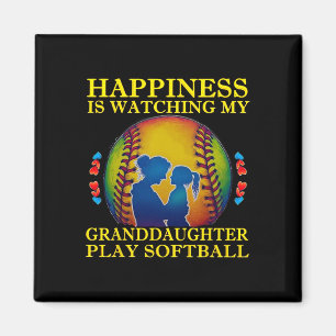 Happiness Is Watching My Granddaughter Play Softll Magnet