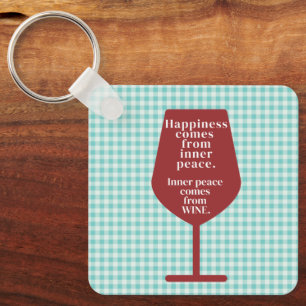 Happiness Is Wine Funny Quote Word Art  Key Ring