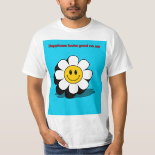 Happiness Looks Good on Me – Smiley Flower Graphic T-Shirt
