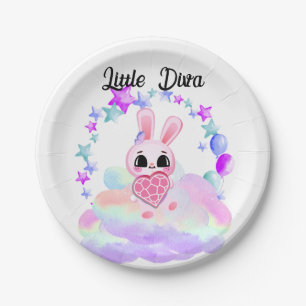  Happiness magic sweet bunny in the rainbow Paper Plate