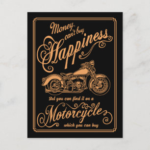 Happiness - Motorcycle Postcard