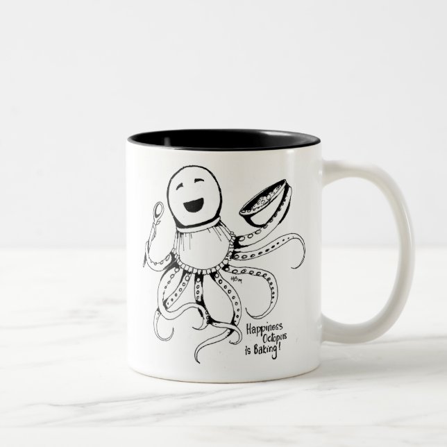 Happiness Octopus is Baking Two-Tone Coffee Mug (Right)