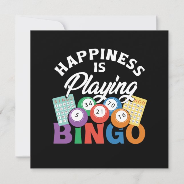 Happiness Playing Bingo Lucky Game Player Gamble G Invitation (Front)