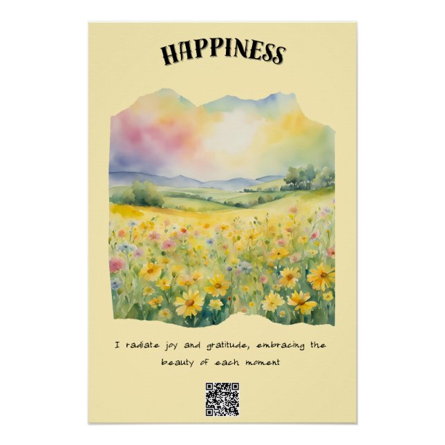 Happiness Positive Affirmation Poster (Front)