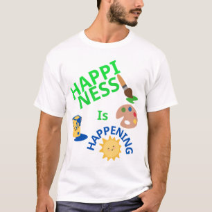 Happiness puff paint crew T-Shirt