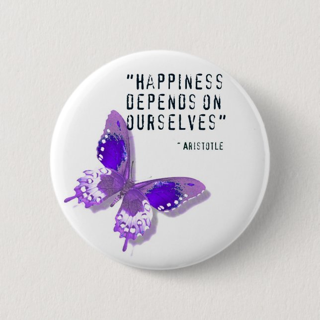 Happiness Purple Butterfly 6 Cm Round Badge (Front)