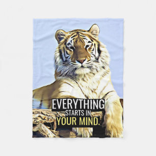 Happiness Quote Everything Starts In Your Mind Fleece Blanket