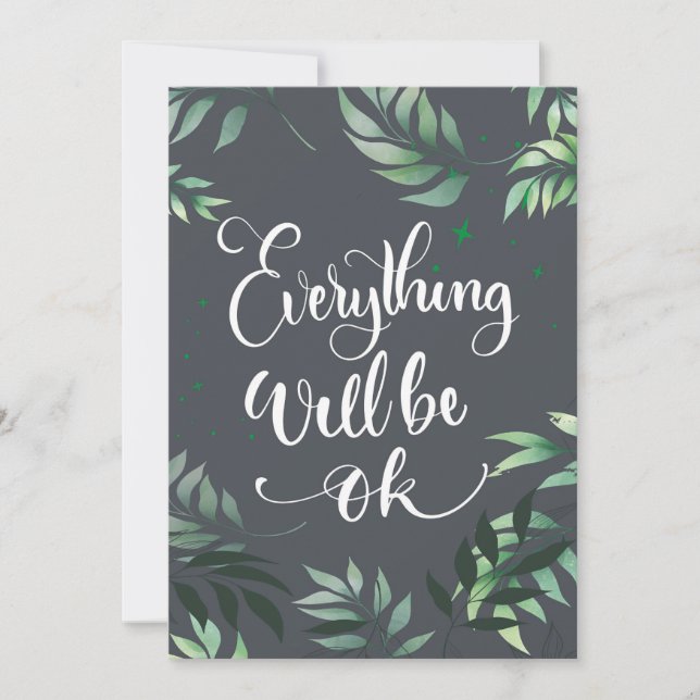 Happiness Quote Everything Will Be Ok Invitation (Front)
