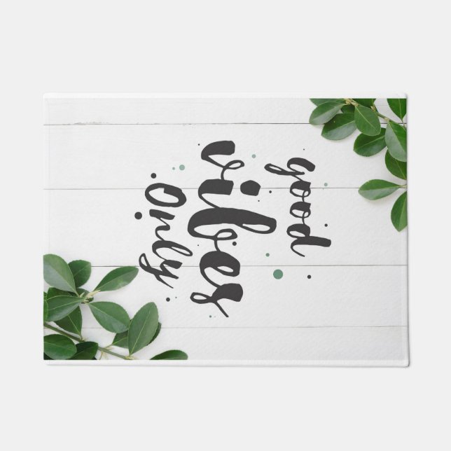 Happiness Quote Good Vibes Only Doormat (Front)