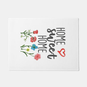 Happiness Quote Home Sweet Home Flowers Doormat