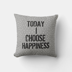 Happiness Quote on Polka Dots Cushion