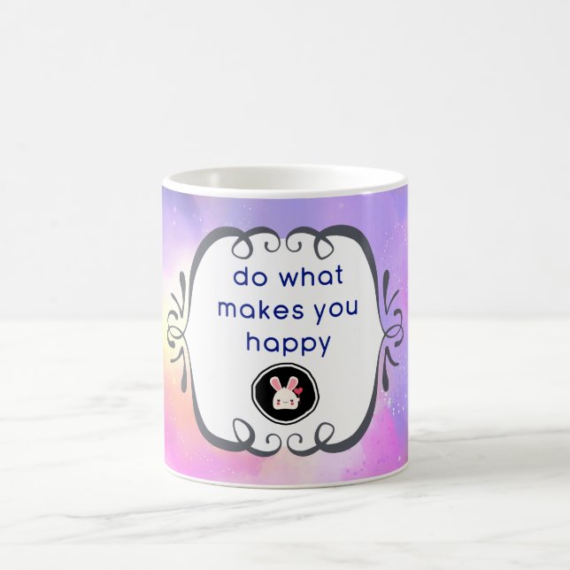 Happiness Quote with Surreal Clouds and a Bunny Coffee Mug (Center)