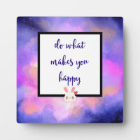 Happiness Quote with Surreal Clouds and a Bunny