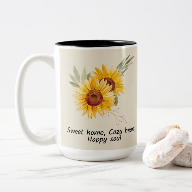 Happiness Soul & Cosy Heart Two-Tone Coffee Mug (With Donut)