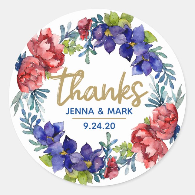 Happiness Wedding | Thanks Party Favour Stickers (Front)