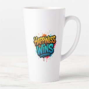 Happiness Wins Graffiti Design Latte Mug