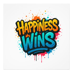 Happiness Wins Graffiti Design Photo Print