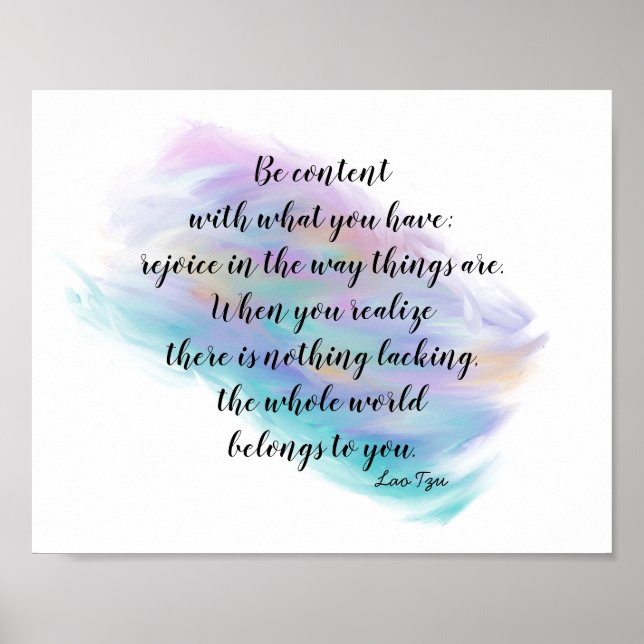 happiness zen quote Lao Tzu text on painted design Poster (Front)
