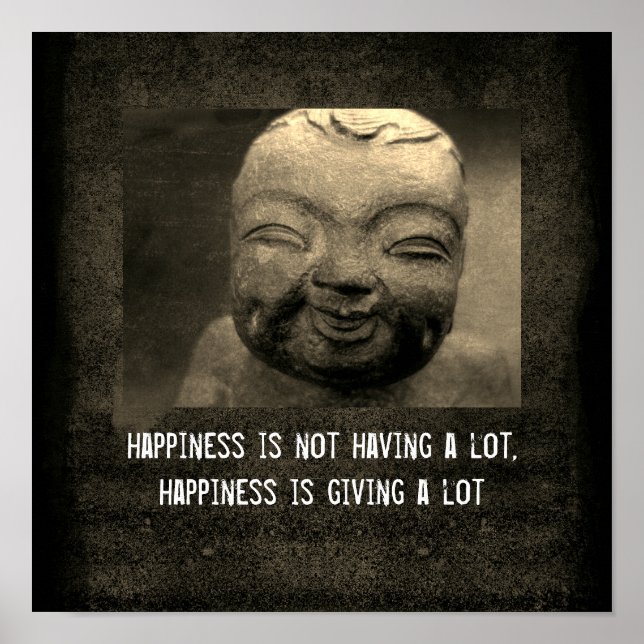 happiness zen quote poster laughing Buddha (Front)