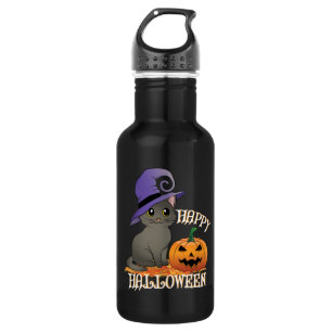 Happpy Halloween Cat with Pumpkin 532 Ml Water Bottle