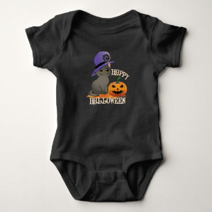 Happpy Halloween Cat with Pumpkin Baby Bodysuit
