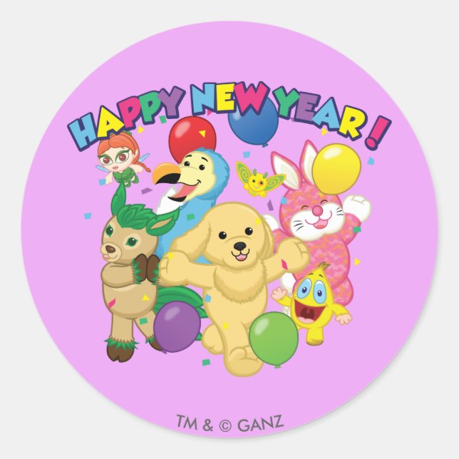Happpy New Year Classic Round Sticker (Front)