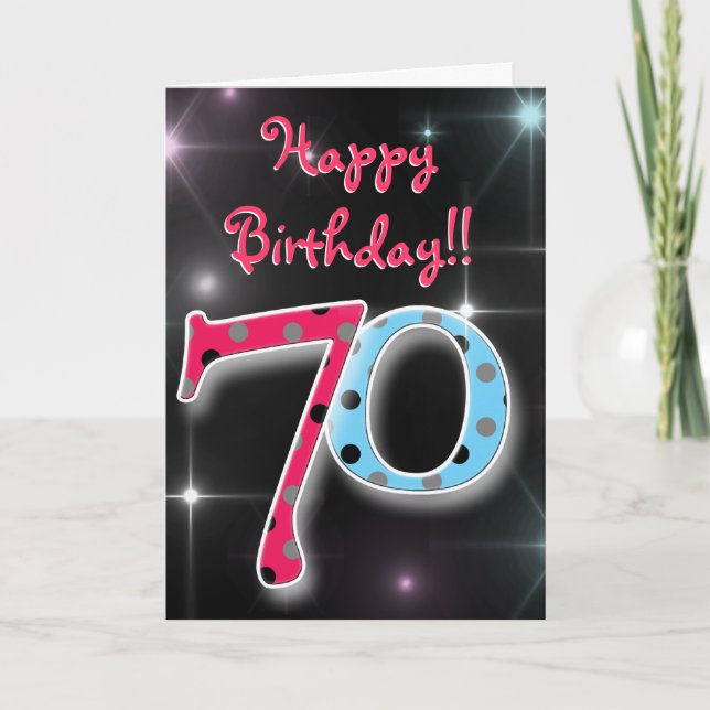 Happy 0th birthday fun & bright polka dot card (Front)