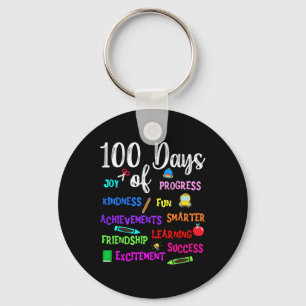 Happy 100 Day Of School Teacher Kid Boy Girl Kinde Key Ring