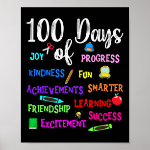Happy 100 Day Of School Teacher Kid Boy Girl Kinde Poster