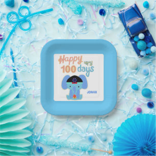 Happy 100 Days Baek-il  Elephant Personalised Paper Plate