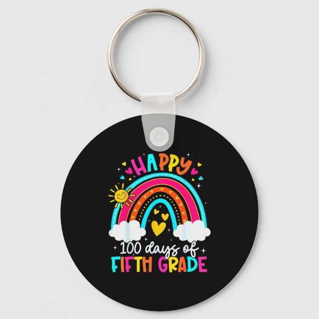 Happy 100 Days Of 5th Grade Kids Teacher 100th Day Key Ring (Front)
