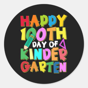 Happy 100 Days Of Kindergarten Kids 100th Day Of S Classic Round Sticker
