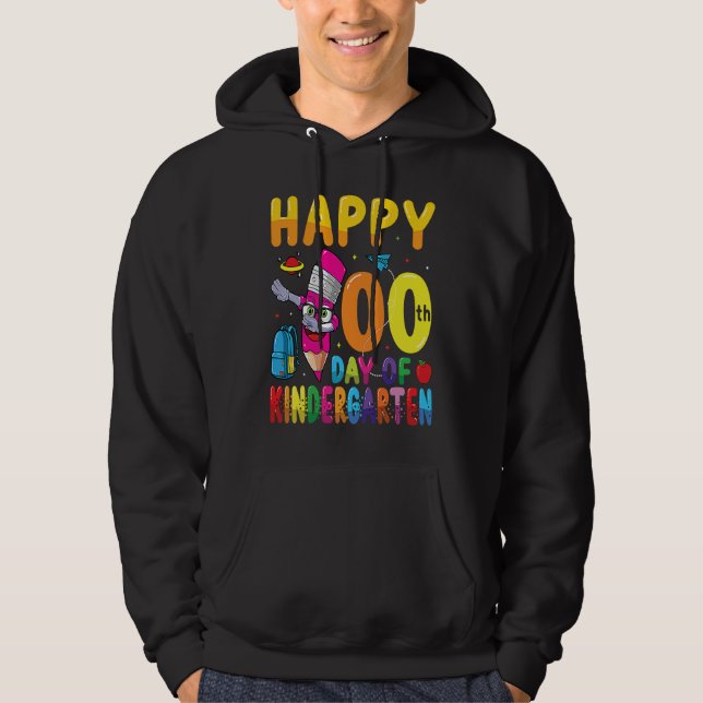 Happy 100 Days Of Kindergarten Students 100th Days Hoodie (Front)