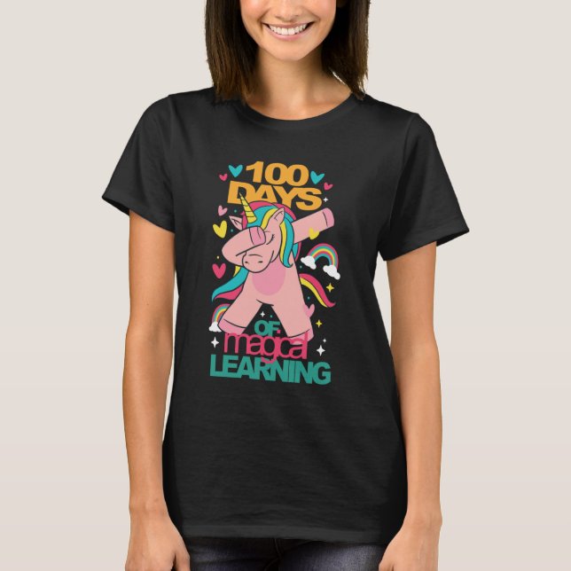 happy 100 days of magical learning  unicorn teache T-Shirt (Front)