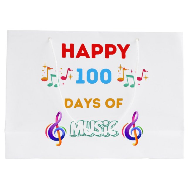 Happy 100 Days Of music Large Gift Bag (Back)