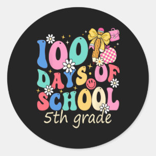 Happy 100 Days Of School 5th Fifth Grade Smarter G Classic Round Sticker