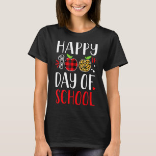 Happy 100 Days Of School Apple Leopard Plaid Teach T-Shirt