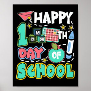 Happy 100 Days Of School Apple Teacher Student Fun Poster