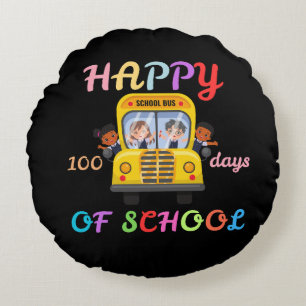 HAPPY 100 DAYS OF SCHOOL, BACK TO SCHOOL ROUND CUSHION